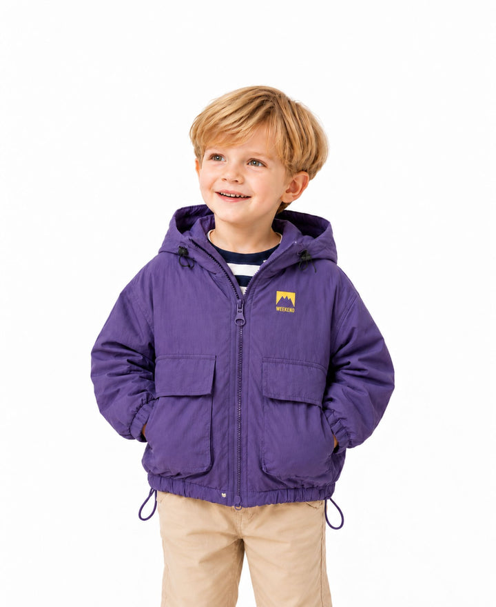 Veste garçon à capuche zippée poches cordons