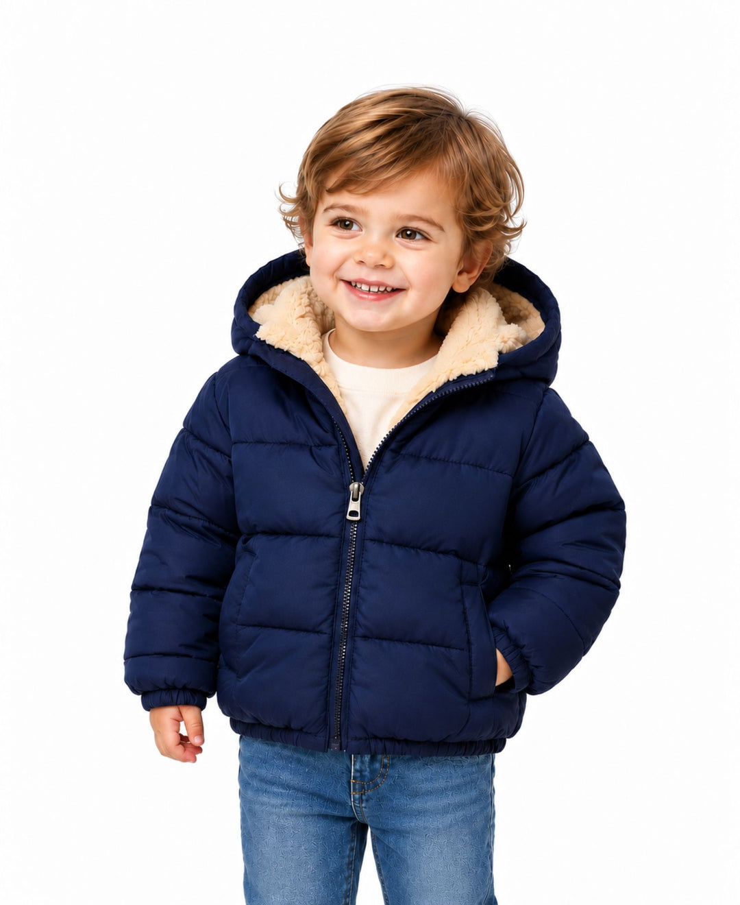 Veste matelassée à capuche doublure effet mouton