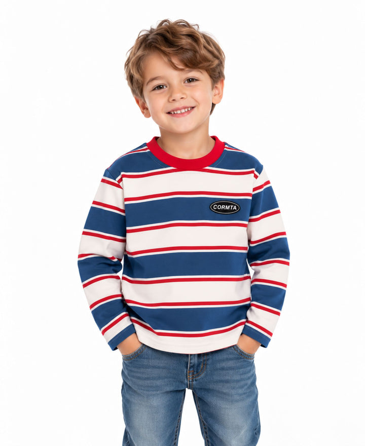 Sweatshirt bébé et enfant rayé bleu blanc rouge manches longues