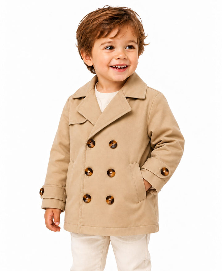 Manteau trench garçon double boutonnage col à revers