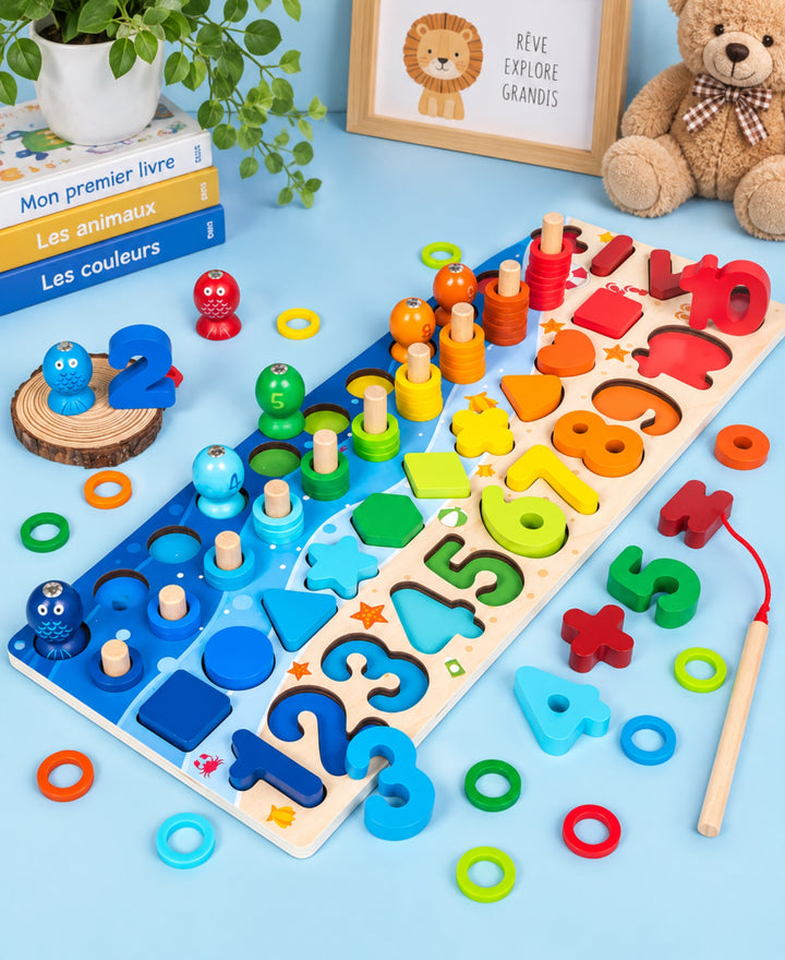 MontessoriBois - Jeu éducatif en bois avec chiffres formes et lettres