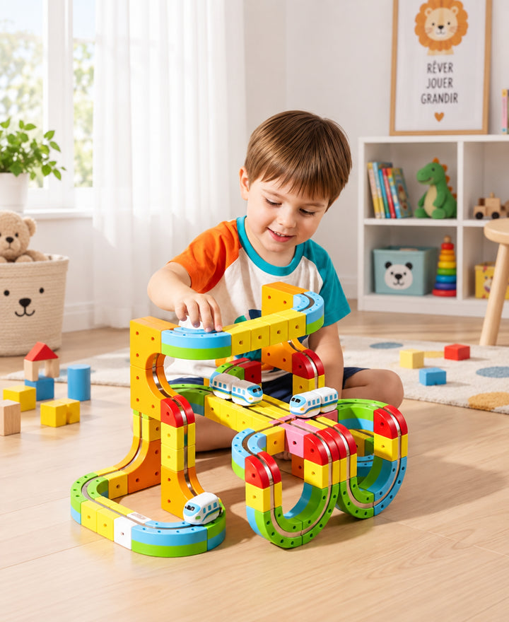 Tracki - Circuit de train 3D à construire et jeu STEM