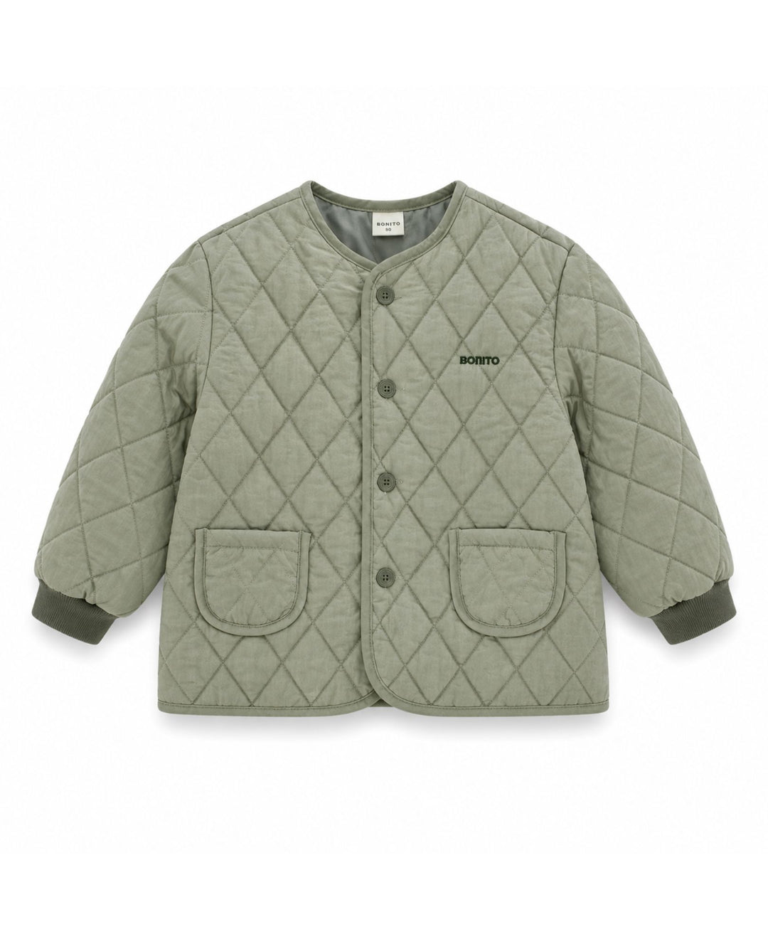 Veste matelassée à motif losanges boutonnée col rond