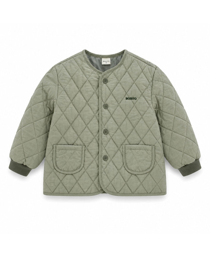Veste matelassée à motif losanges boutonnée col rond