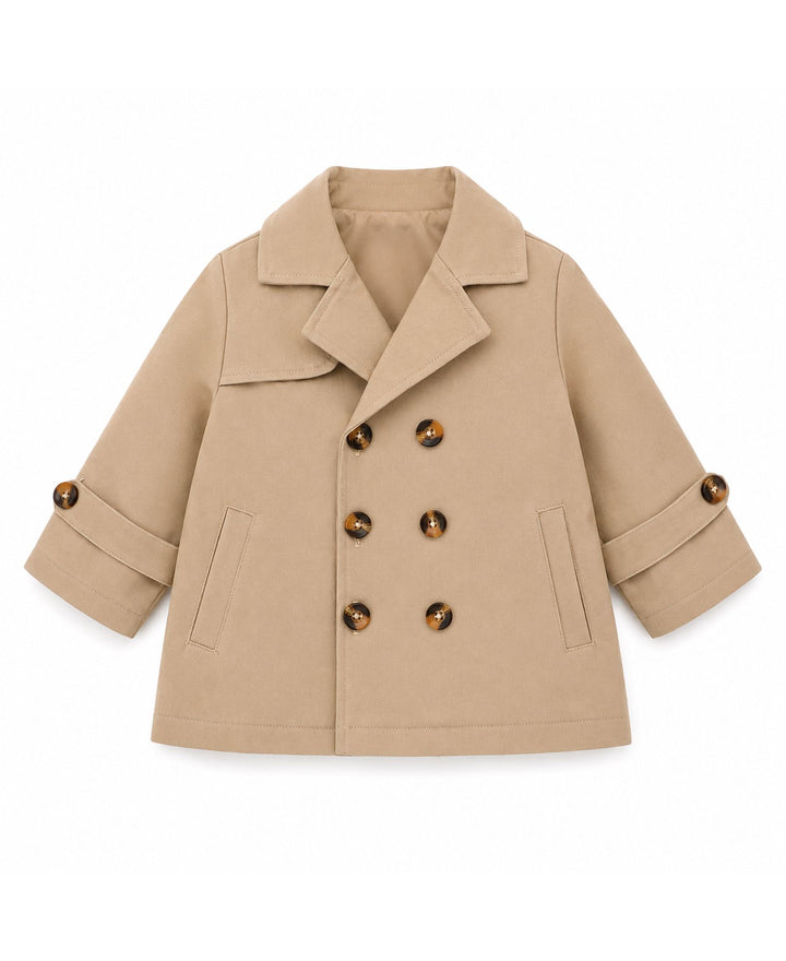Manteau trench garçon double boutonnage col à revers