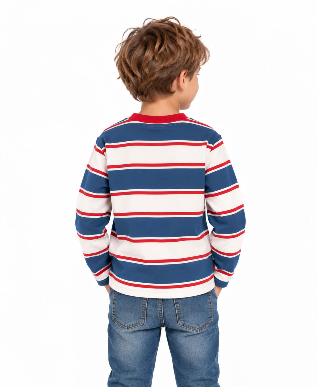 Sweatshirt bébé et enfant rayé bleu blanc rouge manches longues