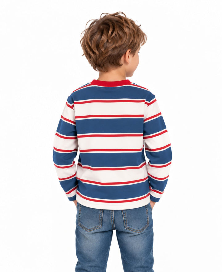 Sweatshirt bébé et enfant rayé bleu blanc rouge manches longues