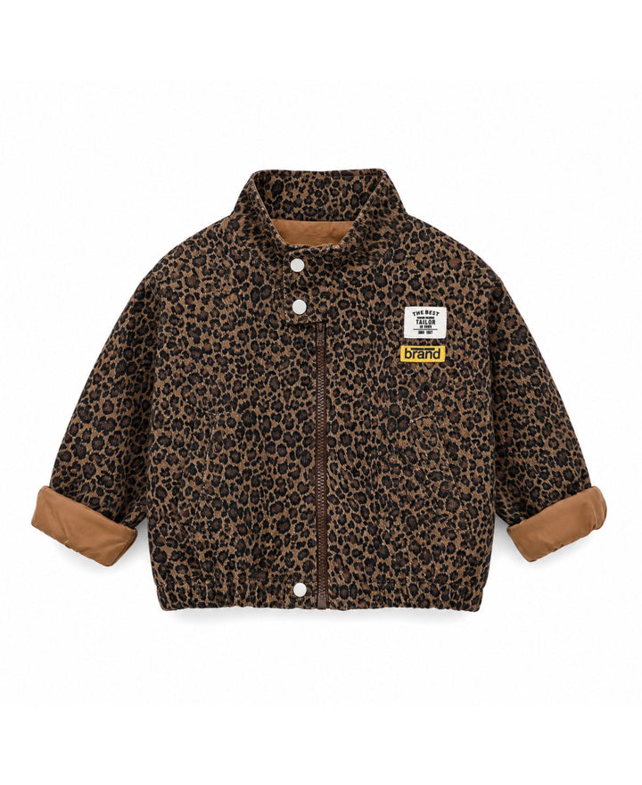 Veste fille imprimé léopard marron zippée