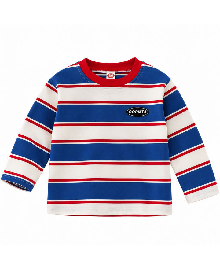 Sweatshirt bébé et enfant rayé bleu blanc rouge manches longues