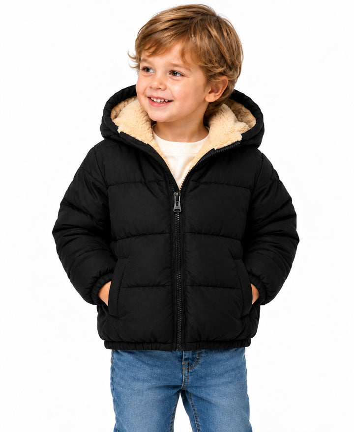 Veste matelassée à capuche doublure effet mouton