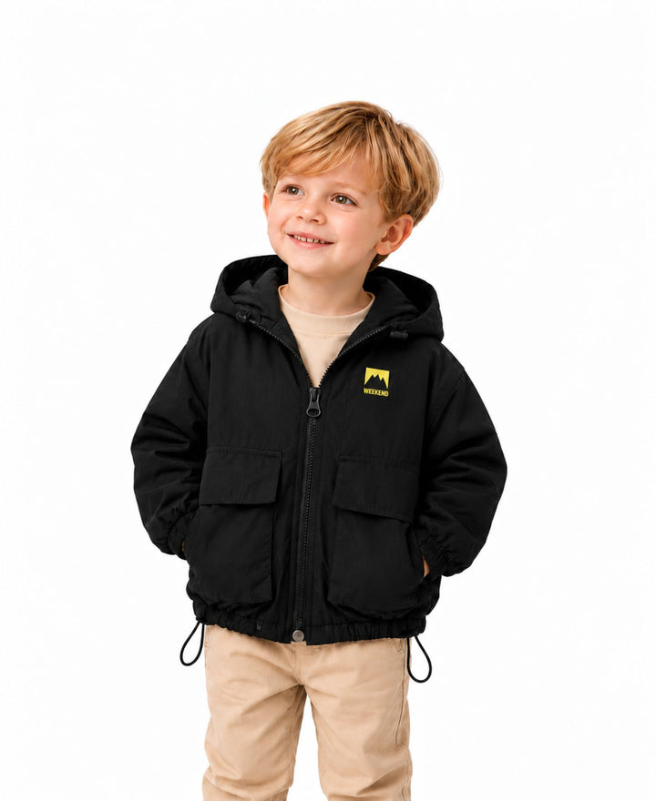 Veste garçon à capuche zippée poches cordons