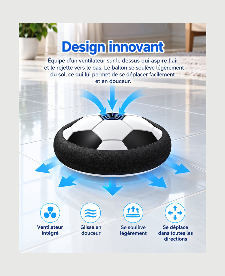 FootGlide - Ballon de football flottant avec LED et musique