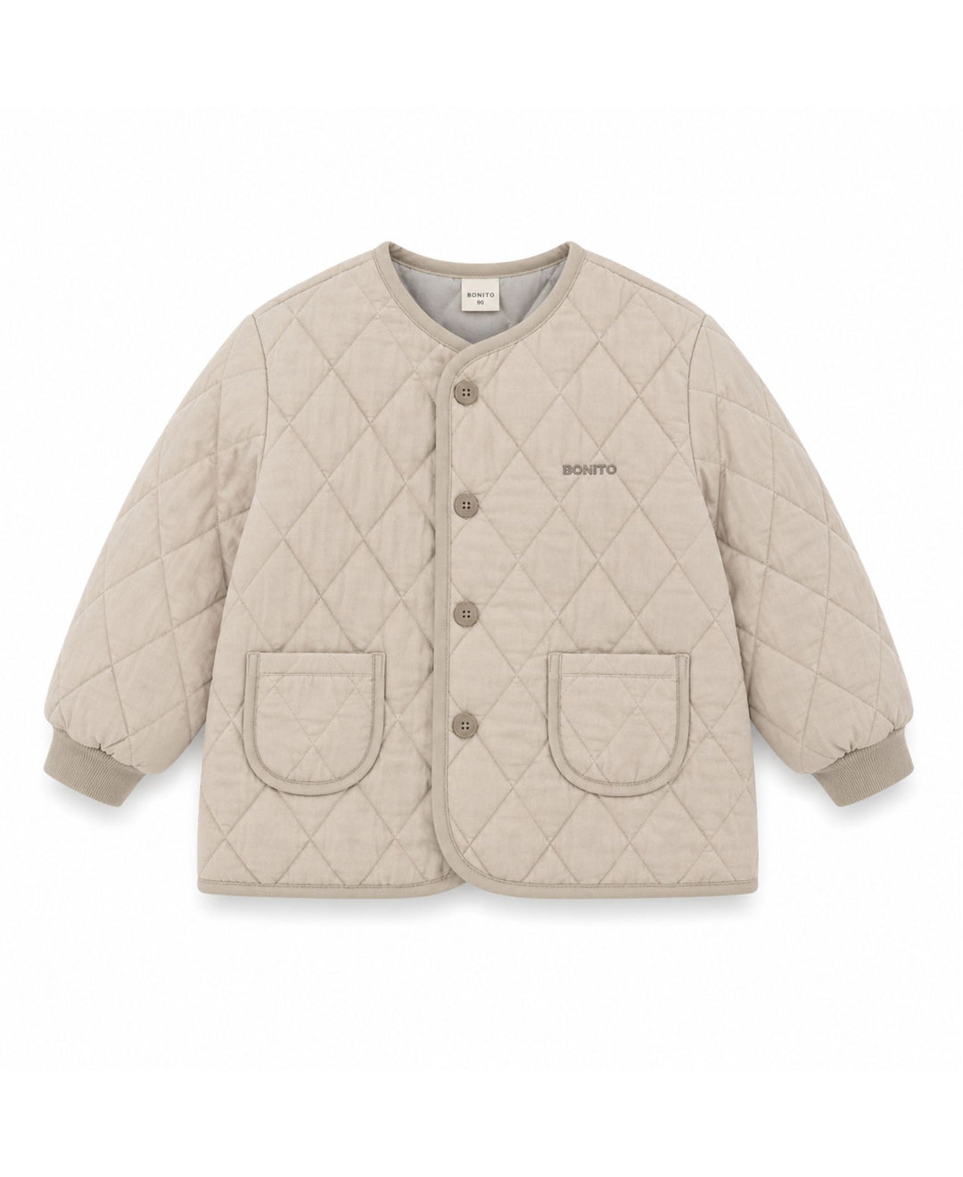 Veste matelassée à motif losanges boutonnée col rond