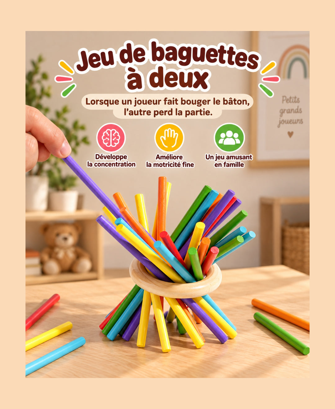 PetitPique – Jeu de bâtonnets en bois éducatif