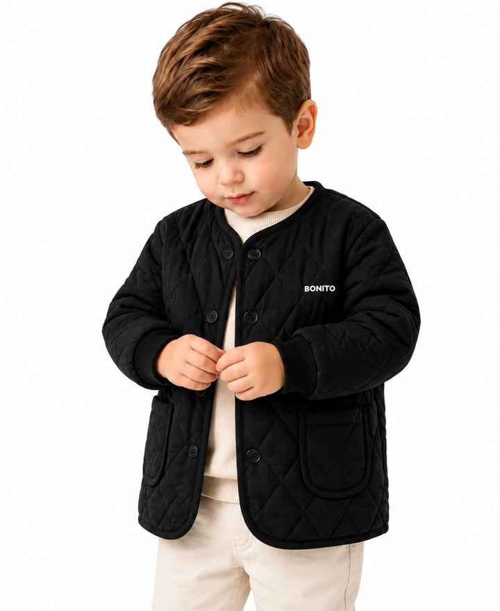 Veste matelassée à motif losanges boutonnée col rond