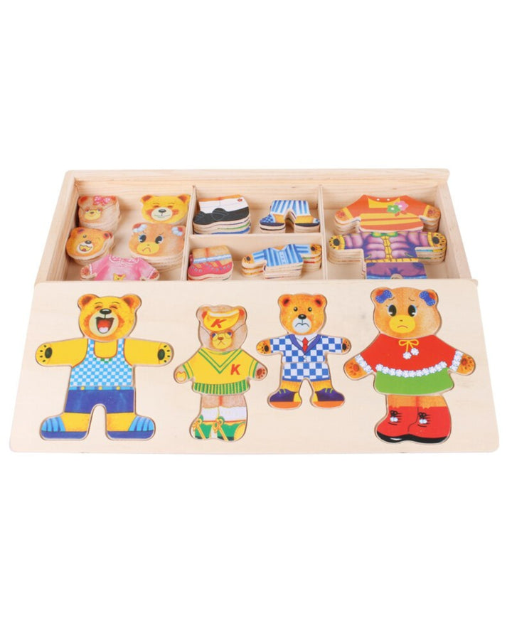 Boris - Puzzle en bois à habiller avec vêtements interchangeables