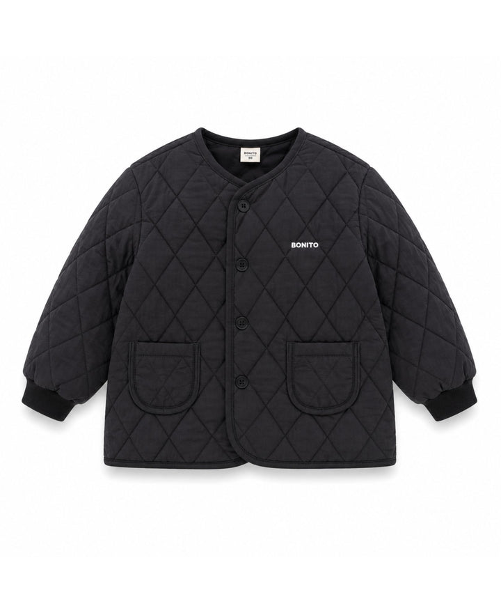 Veste matelassée à motif losanges boutonnée col rond
