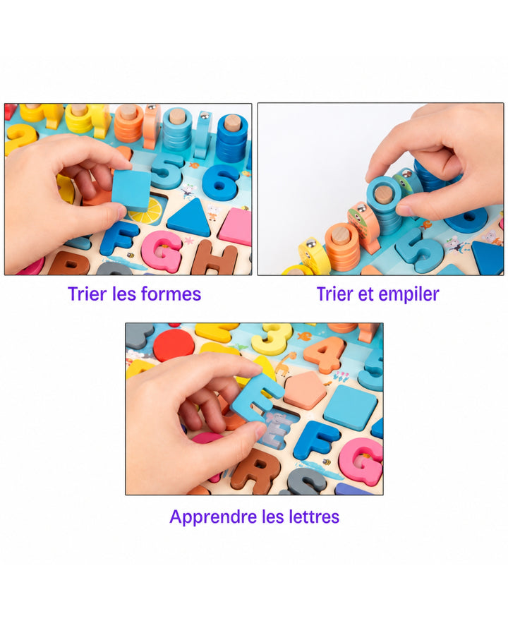 MontessoriBois - Jeu éducatif en bois avec chiffres formes et lettres