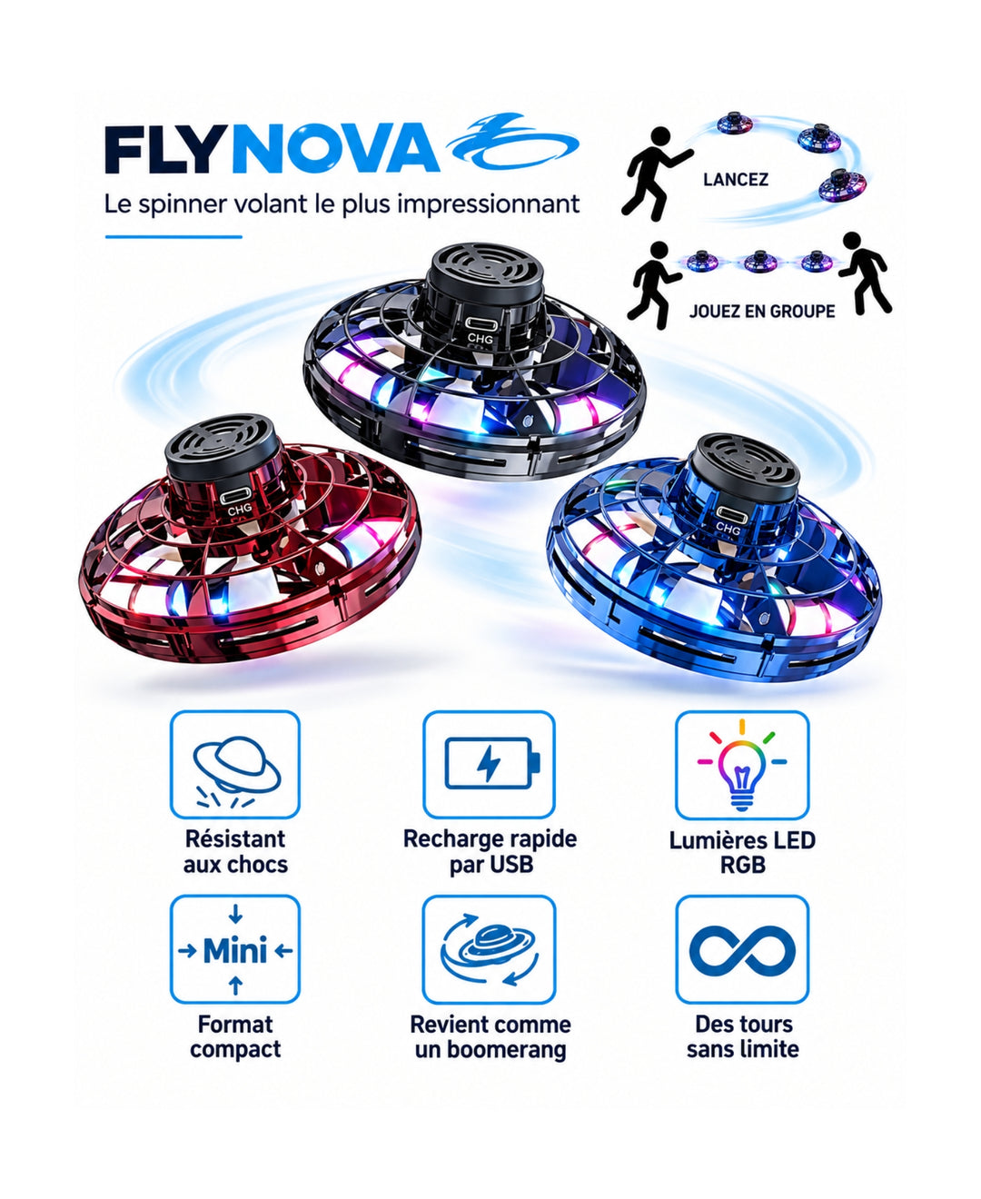 Flynova - UFO volant télécommandé par infrarouge pour enfants