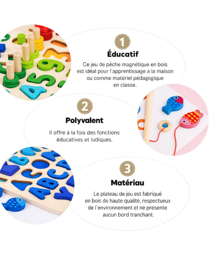MontessoriBois - Jeu éducatif en bois avec chiffres formes et lettres
