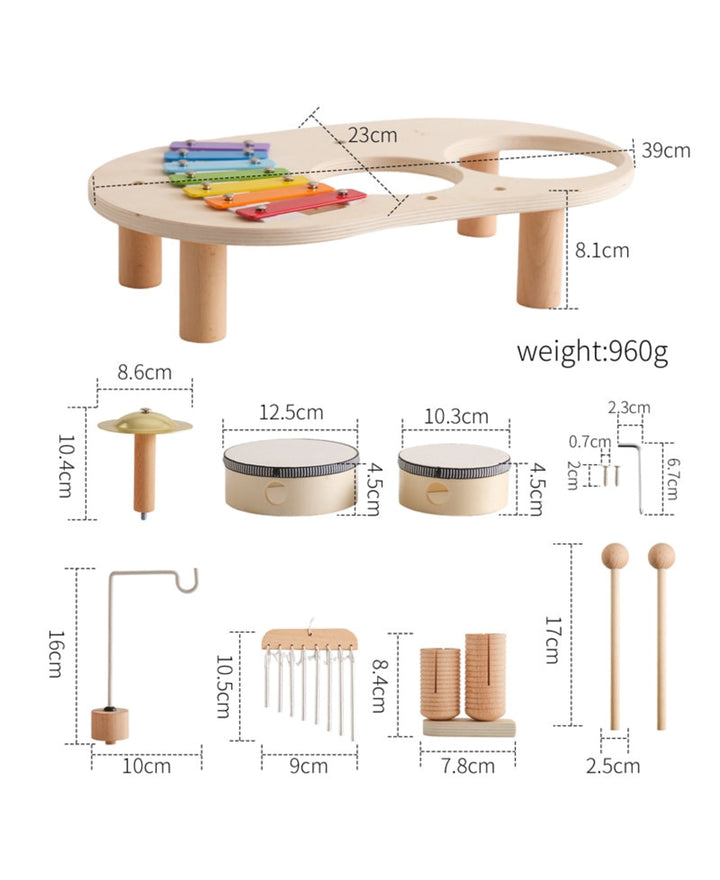 Musika – Table musicale en bois avec xylophone, tambours et cymbales