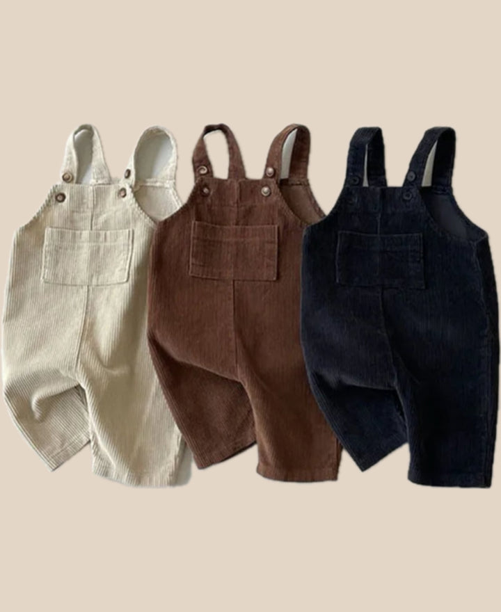 Salopette en velours côtelé à bretelles pantalon coupe droite