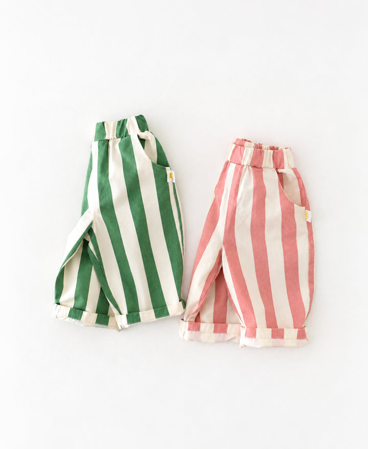Pantalon bébé rayé taille élastique coupe droite poches