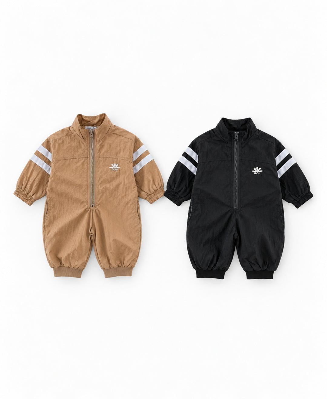 Combinaison bébé zippée à manches longues style sportif
