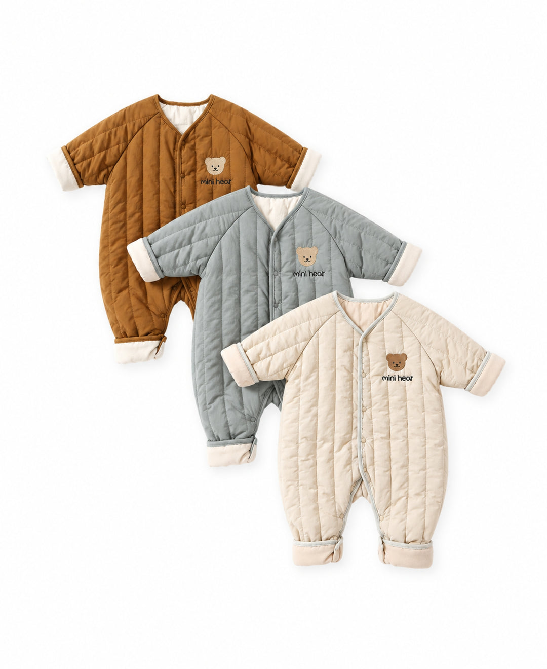 Combinaison bébé matelassée motif ours à manches longues