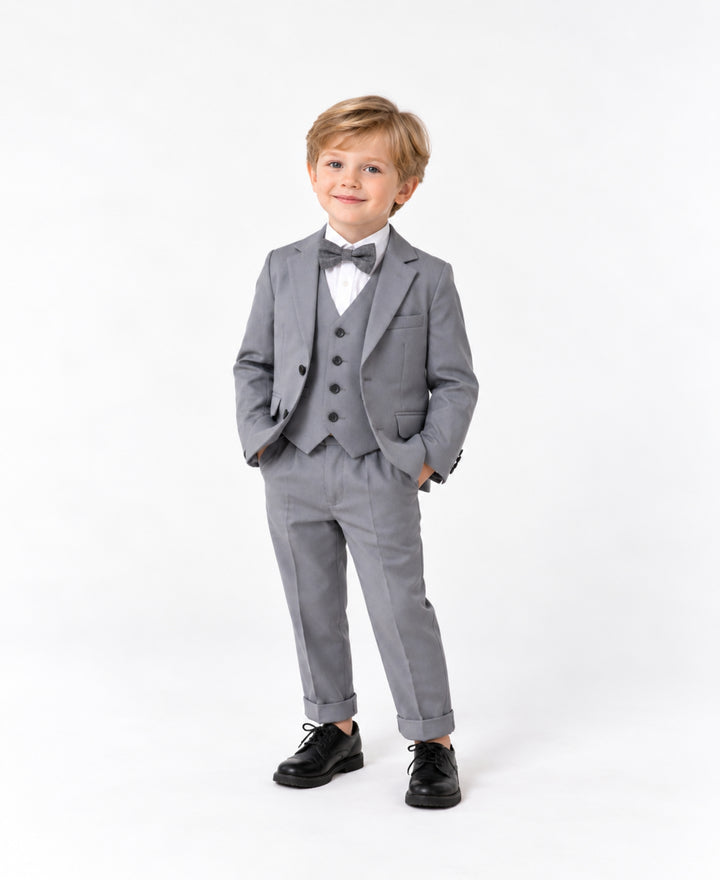 Costume garçon chic 4 pièces ensemble cérémonie avec gilet nœud papillon