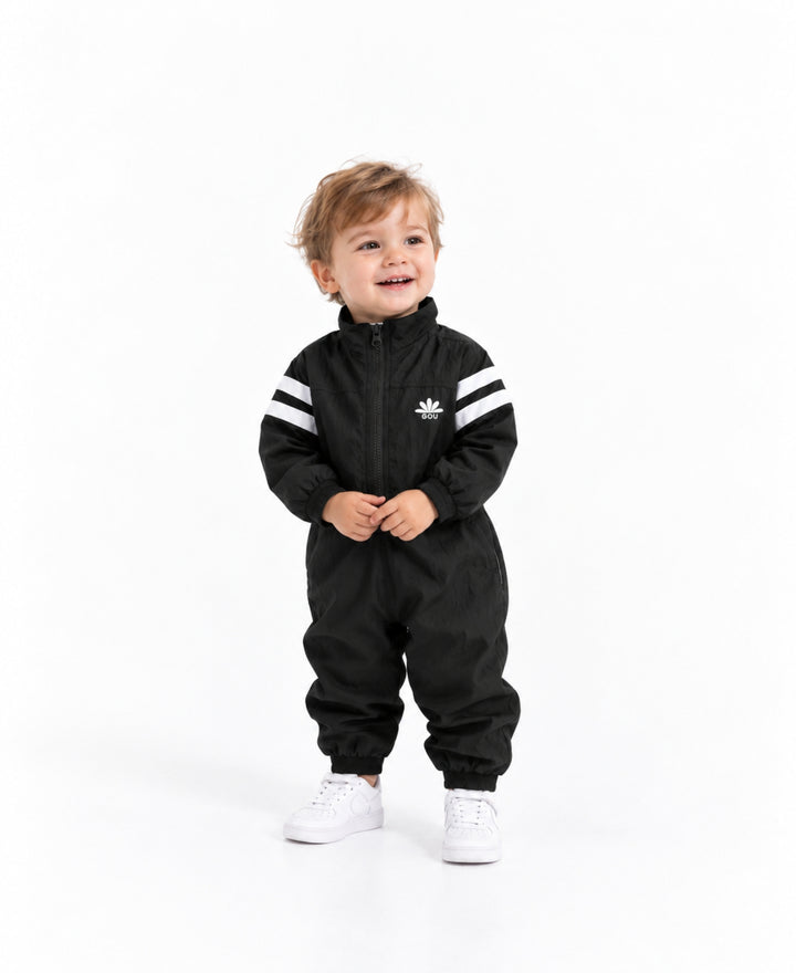Combinaison bébé zippée à manches longues style sportif