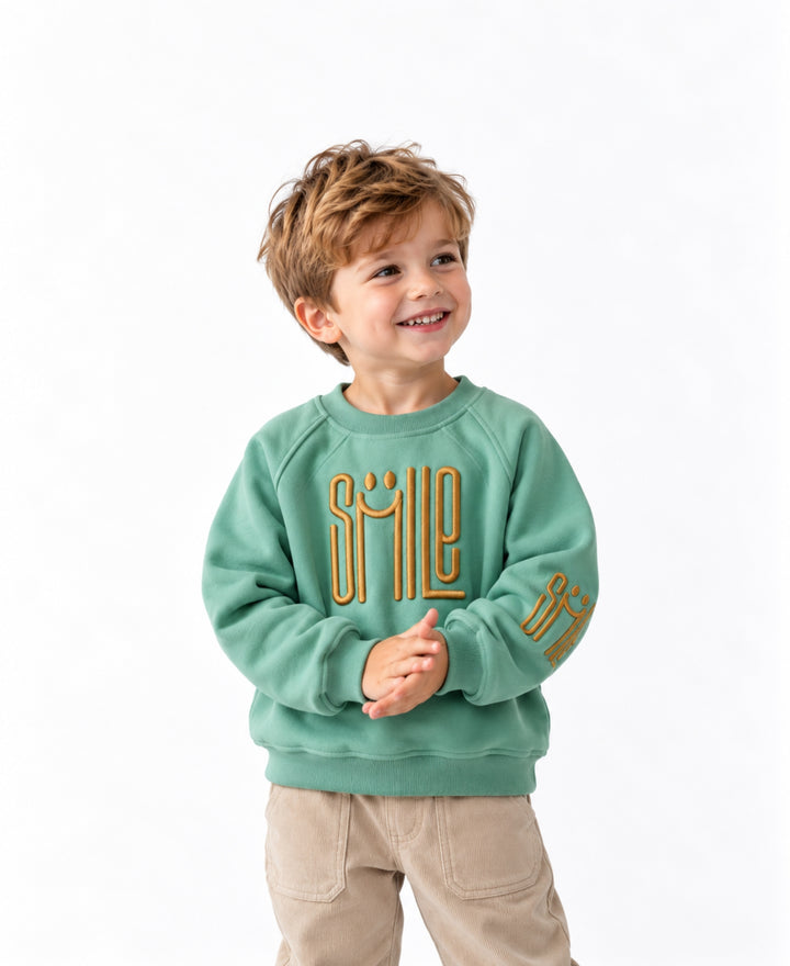 Sweatshirt enfant manches longues motif Smile col rond