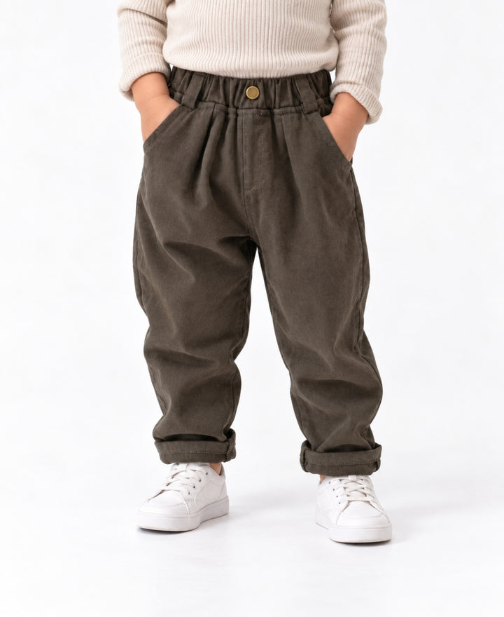Pantalon enfant taille élastique coupe droite poches