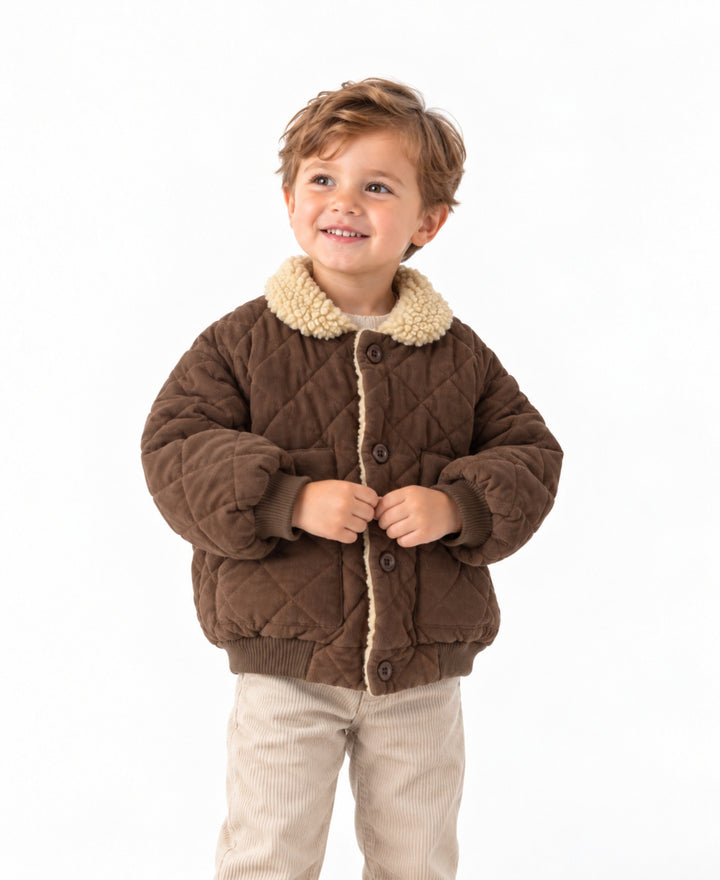Veste matelassée bébé enfant col sherpa poches manches longues