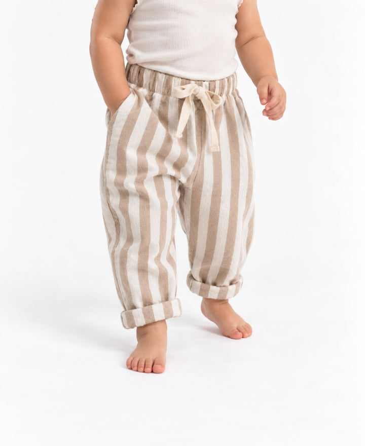 Pantalon enfant rayé à taille élastique avec cordon