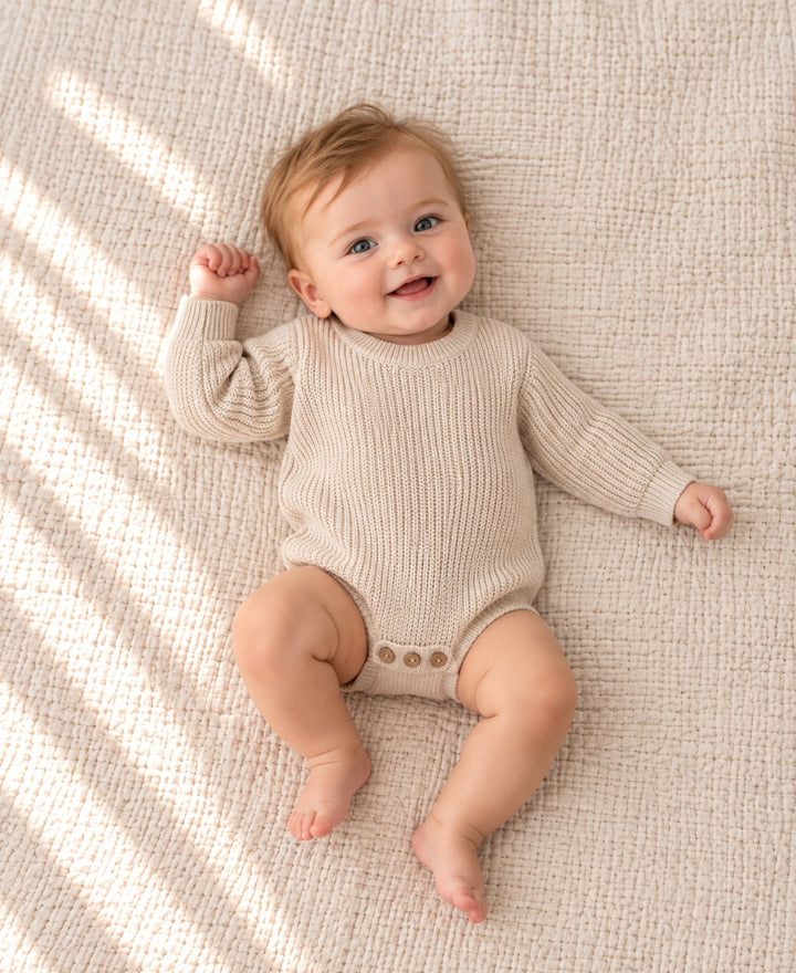 Body bébé en maille tricotée manches longues à boutons