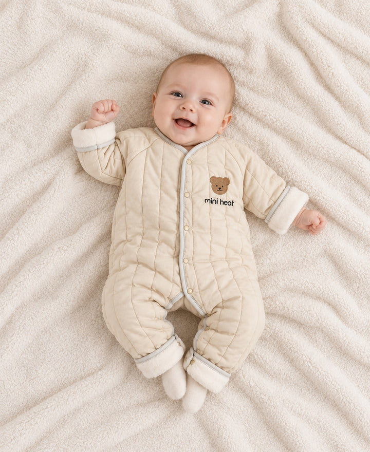 Combinaison bébé matelassée motif ours à manches longues