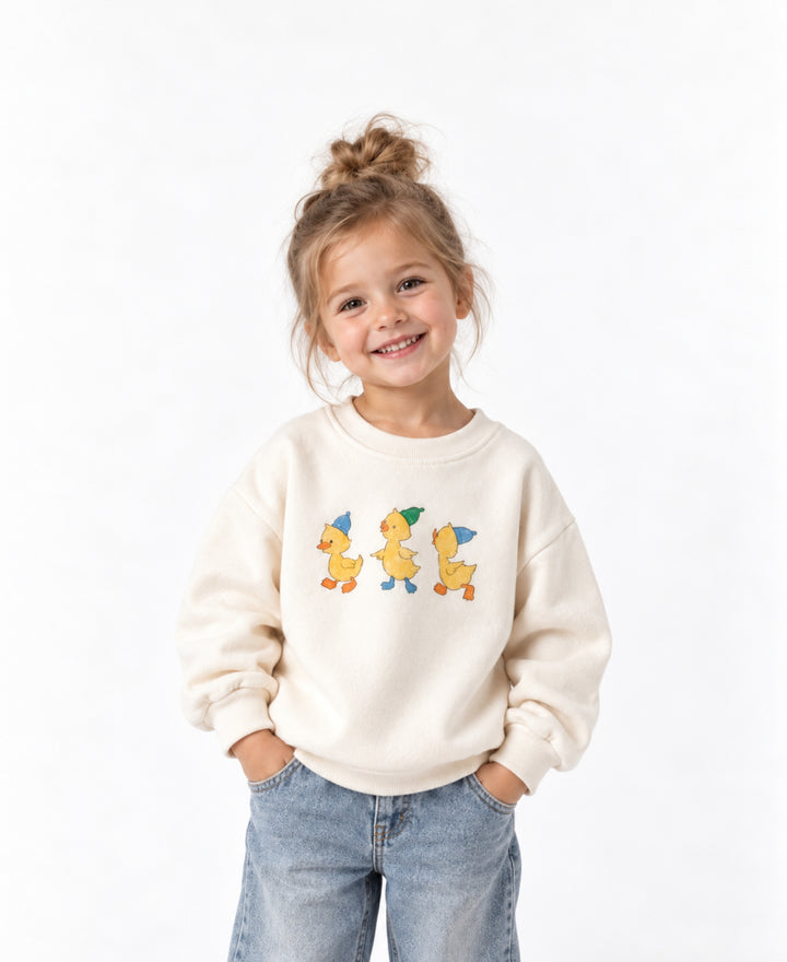 Sweatshirt enfant motif canetons manches longues