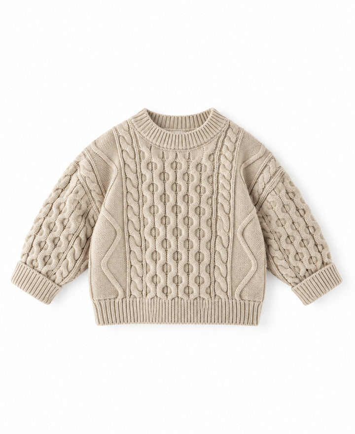 Pull enfant torsadé col rond manches longues style décontracté