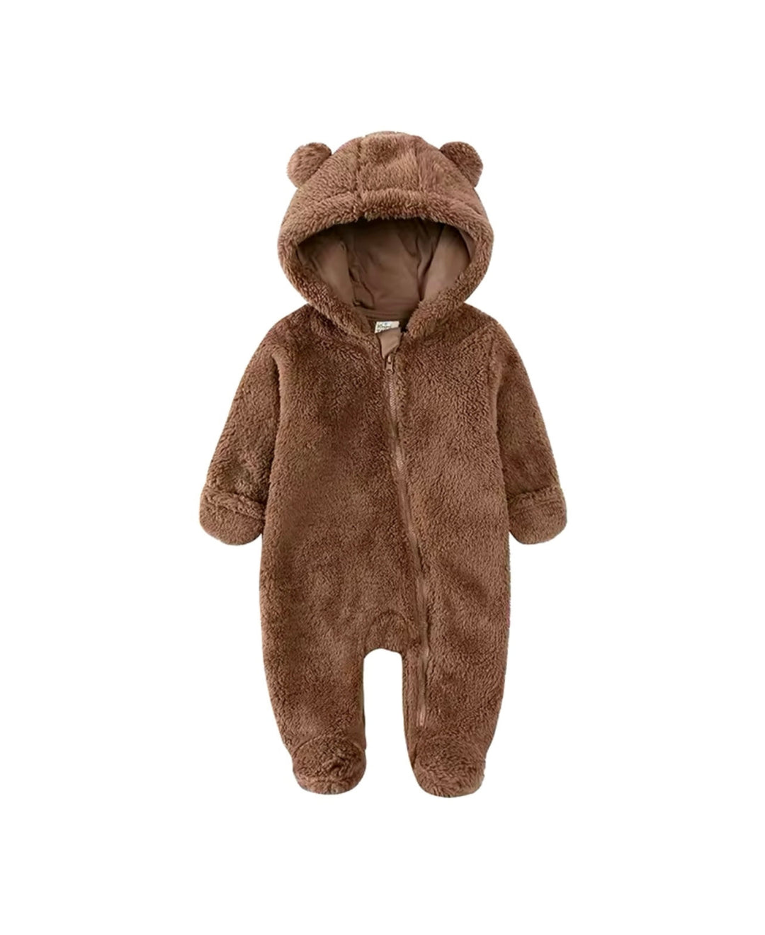 Combinaison bébé polaire à capuche oreilles ourson zippée