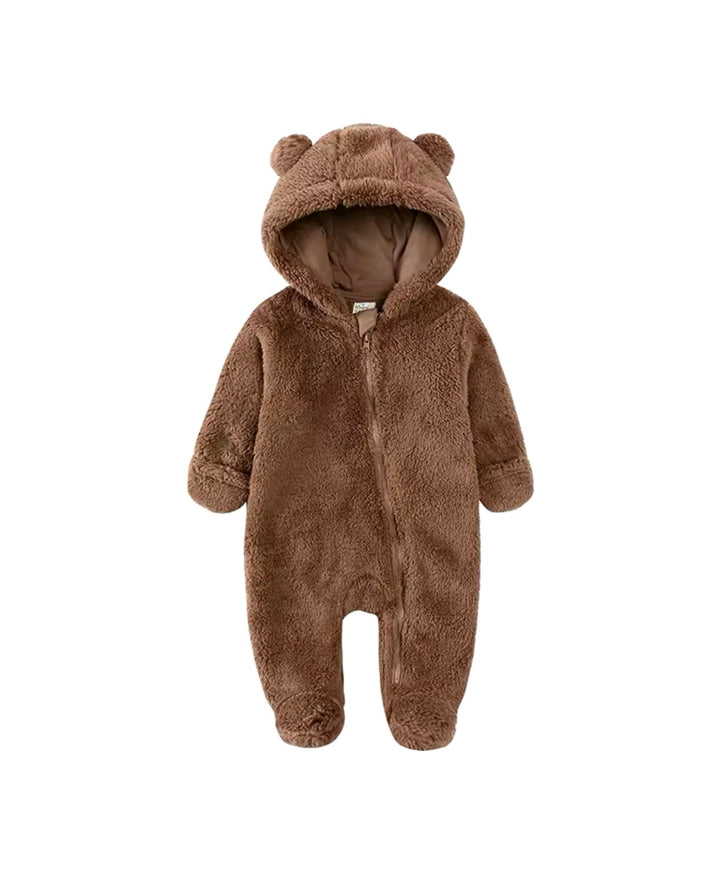 Combinaison bébé polaire à capuche oreilles ourson zippée