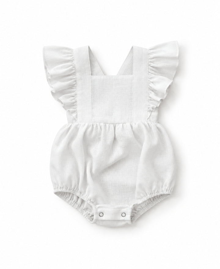 Barboteuse bébé fille bretelles à volants