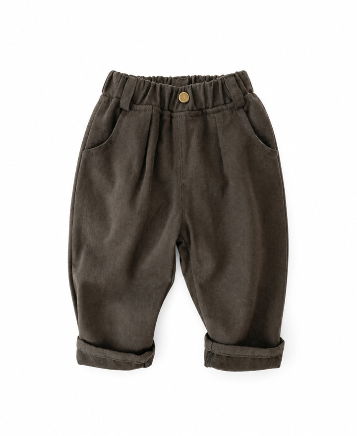 Pantalon enfant taille élastique coupe droite poches