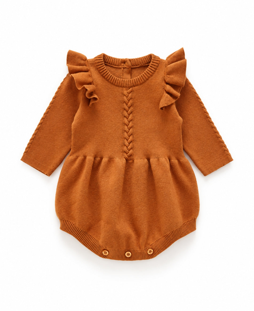 Barboteuse bébé tricotée à volants et torsades