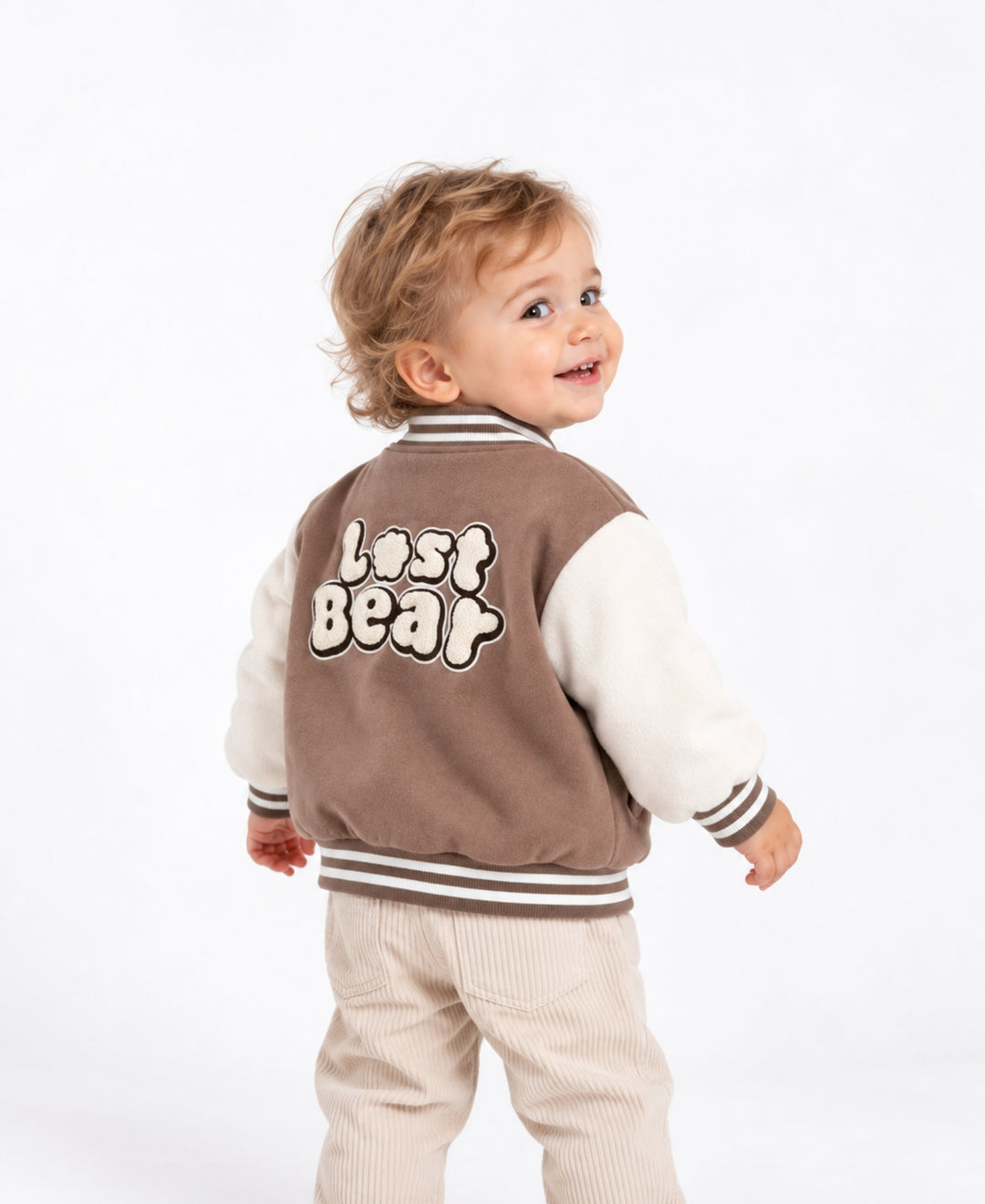 Veste bébé style sportif motif ours à boutons pression