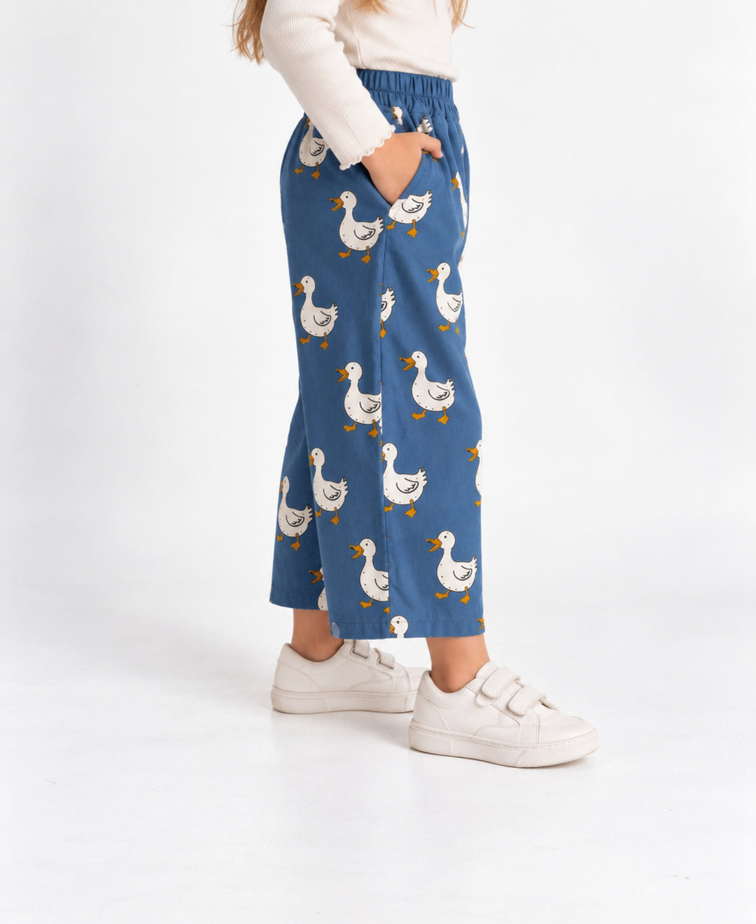 Pantalon enfant large imprimé oies taille élastique poches