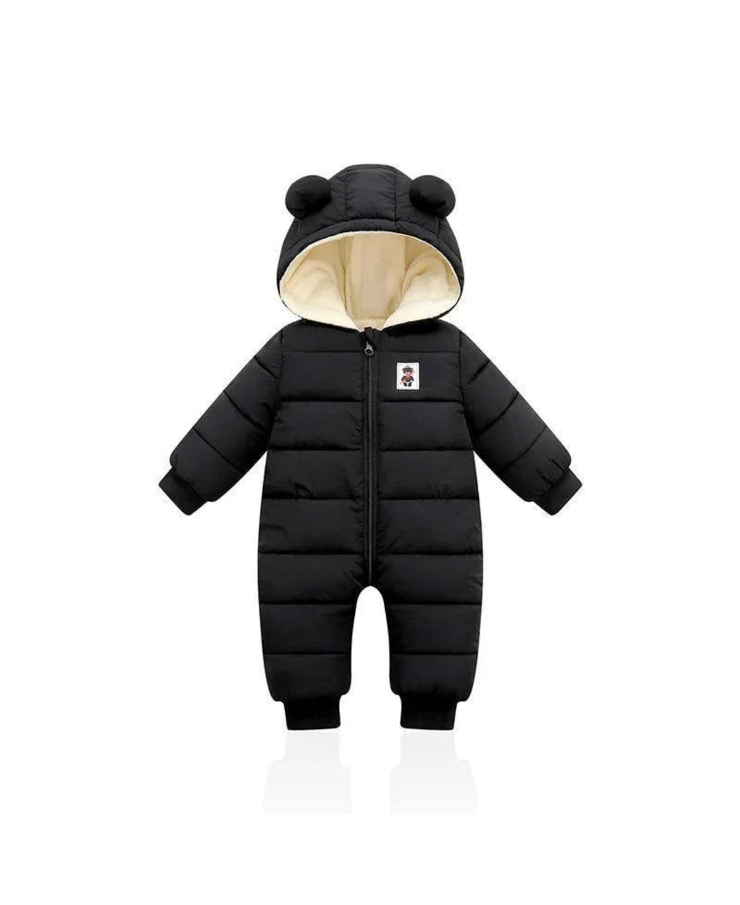 Combinaison bébé matelassée à capuche oreilles ours zippée