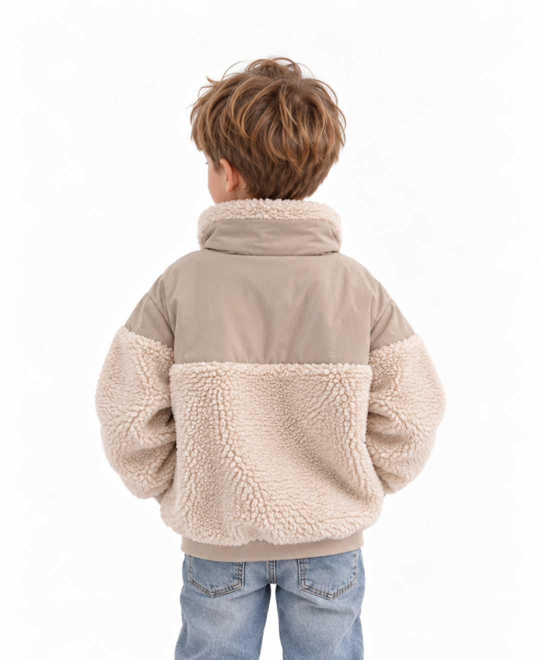 Pull bébé chaud effet duveteux à col montant et boutons
