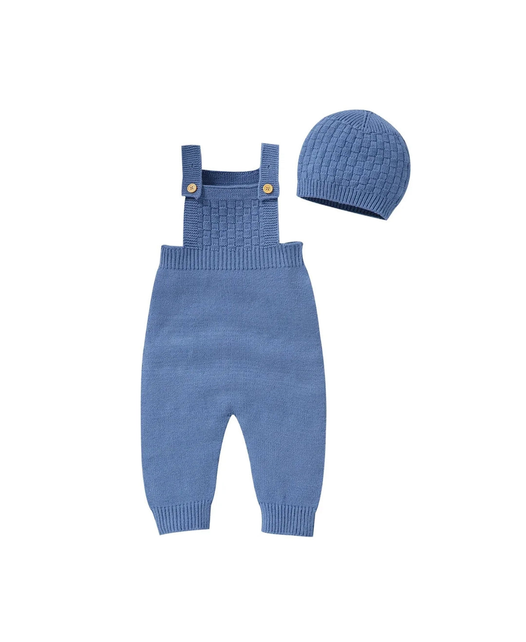 Ensemble bébé salopette en maille avec bonnet tricoté