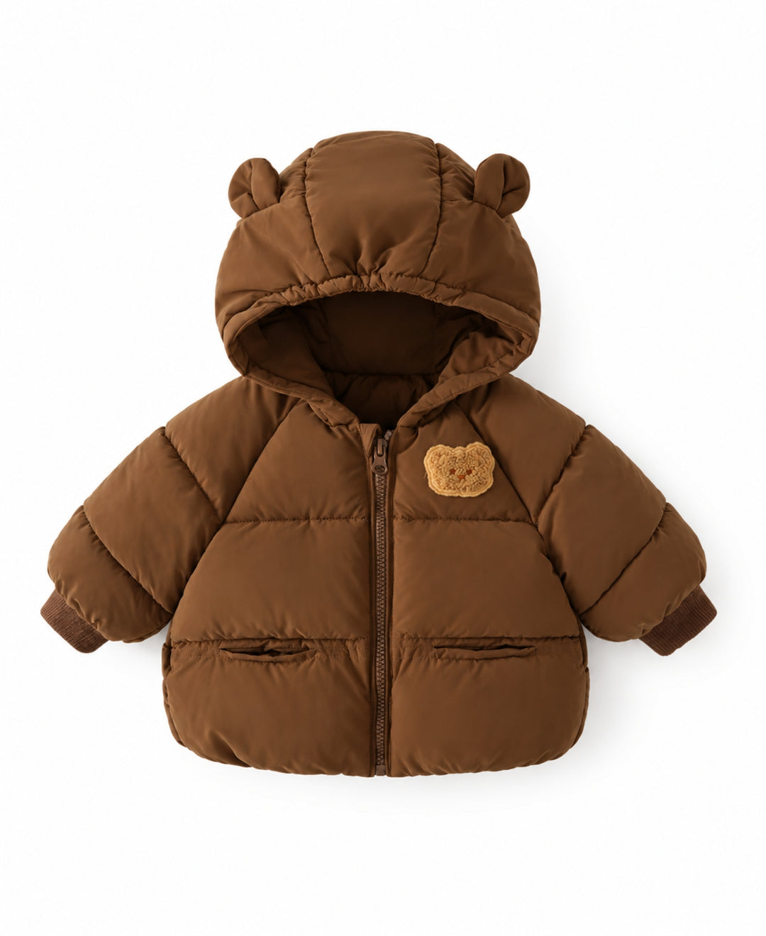 Doudoune bébé enfant à capuche oreilles motif ours zippée